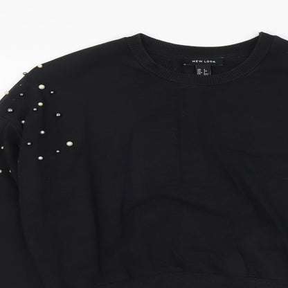 New Look Womens Black Cotton Pullover Sweatshirt Size 6 Pullover