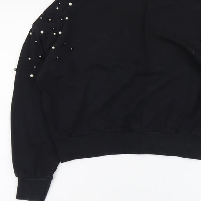 New Look Womens Black Cotton Pullover Sweatshirt Size 6 Pullover