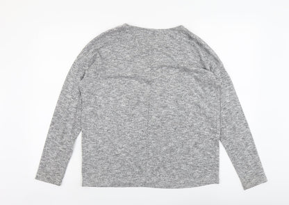 Dunnes Stores Womens Grey V-Neck Polyester Pullover Jumper Size 16