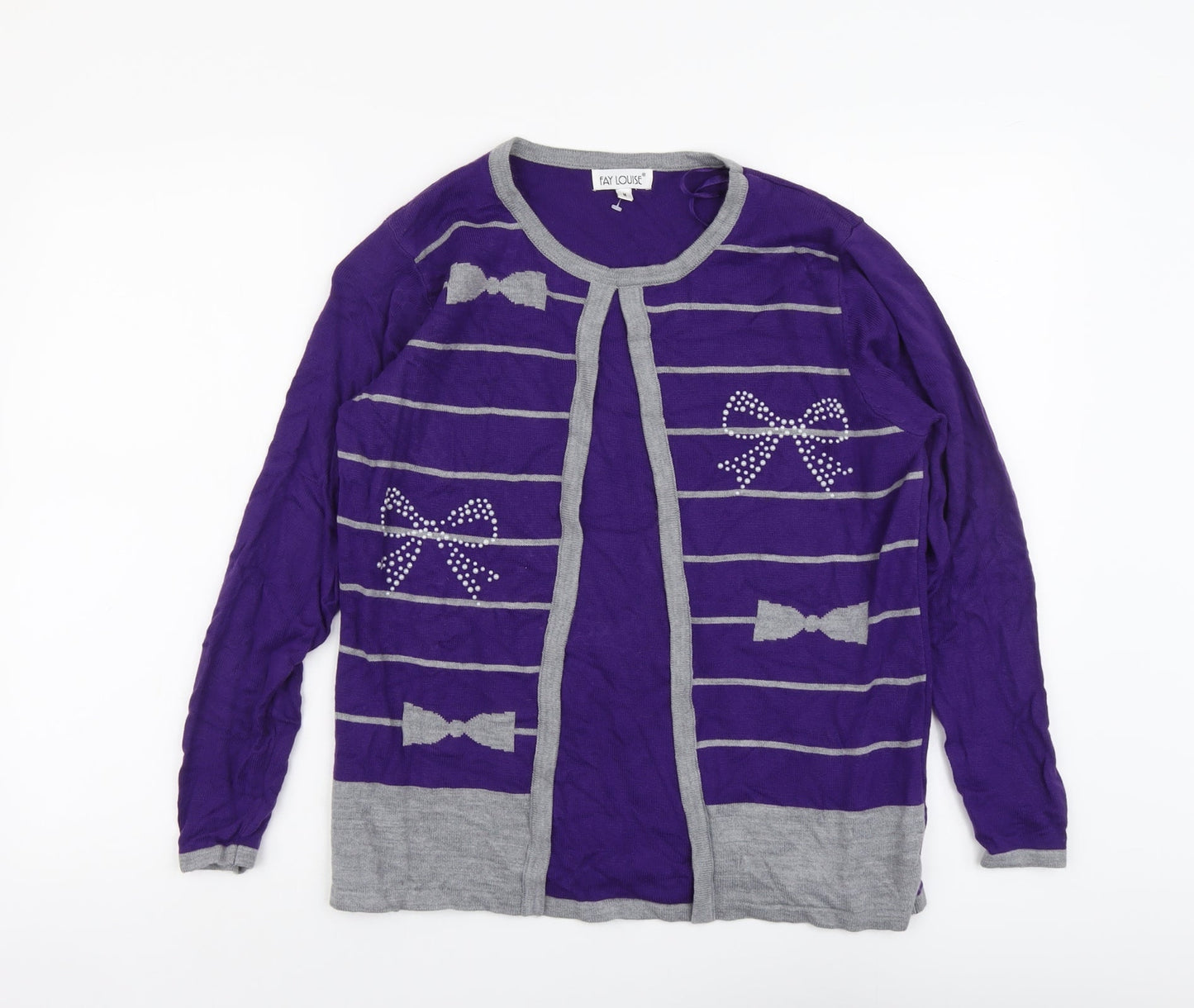 Womens UK Size M Fay Louise Purple Cardigan Jumper