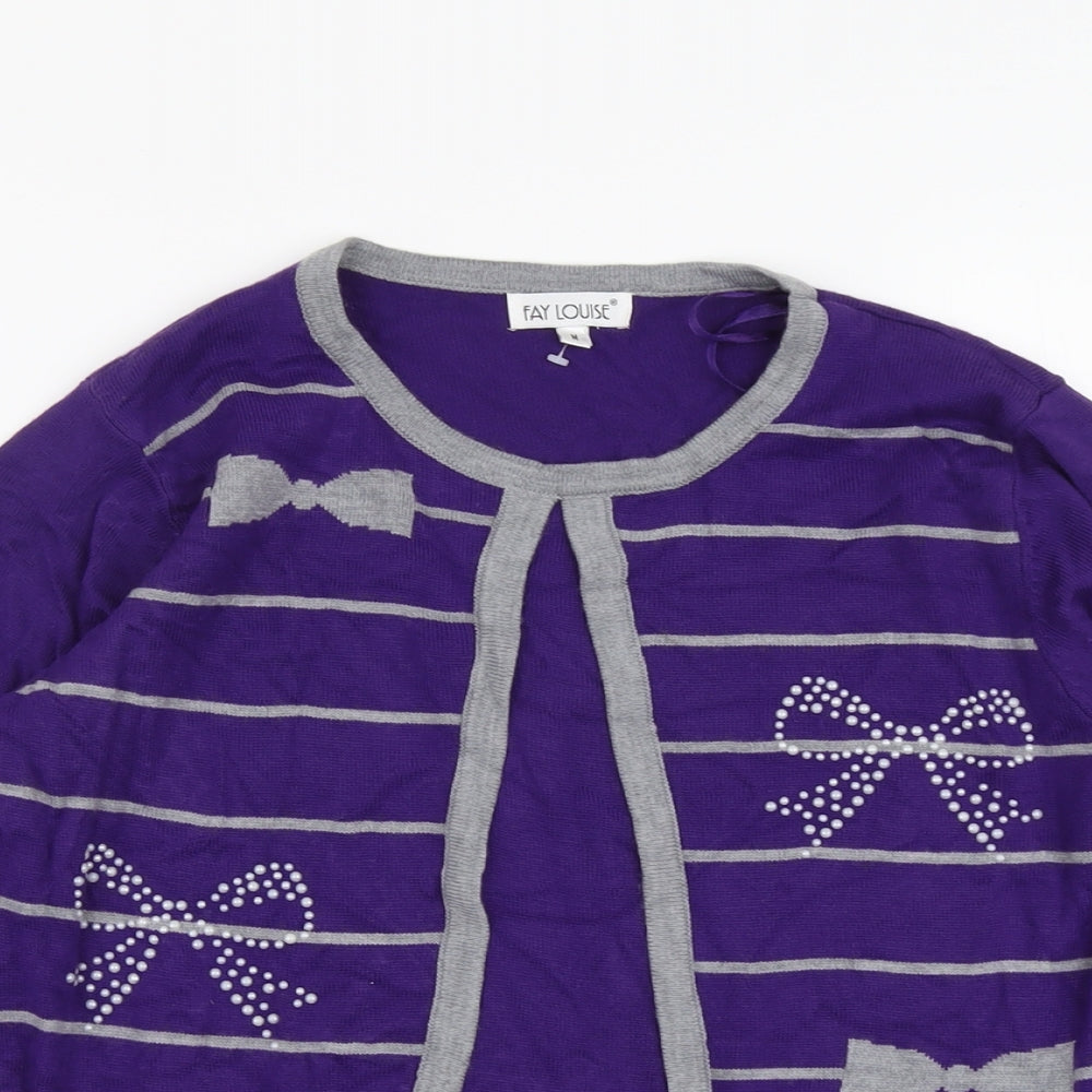 Womens UK Size M Fay Louise Purple Cardigan Jumper