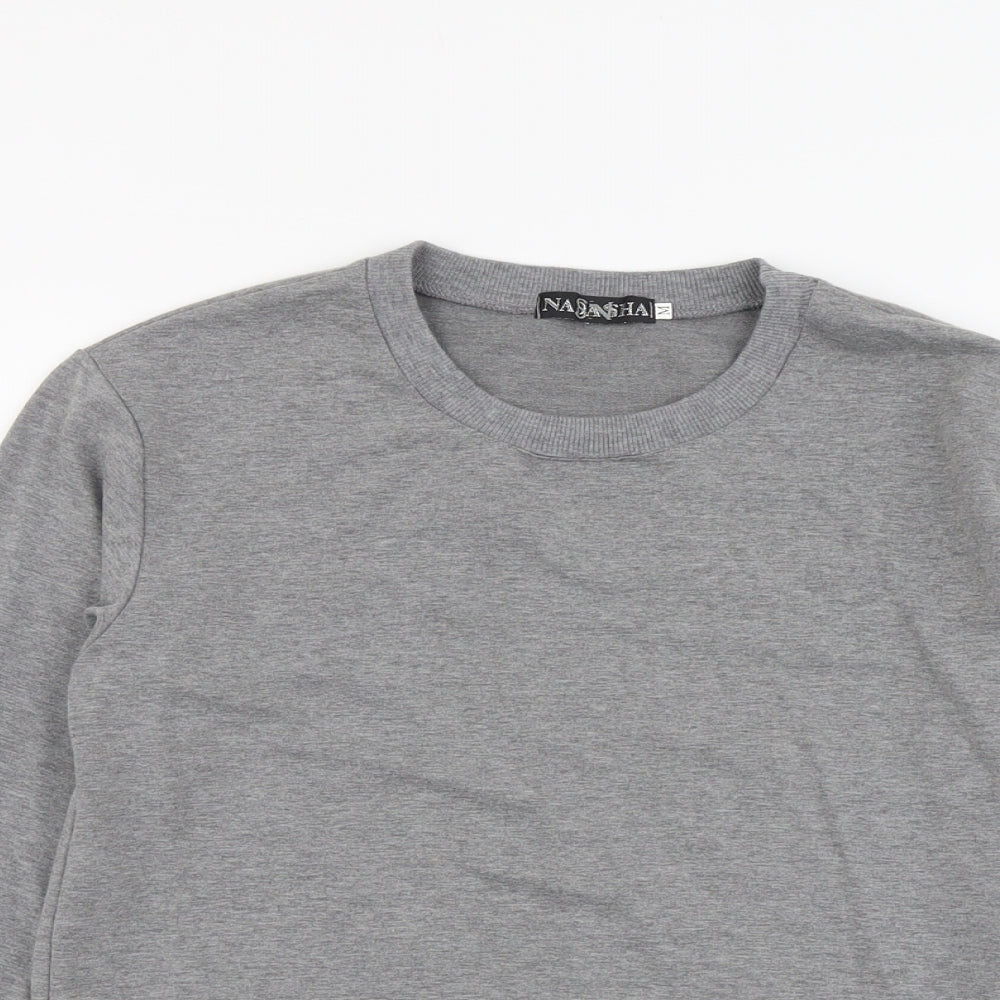 Nadasha Womens Grey Cotton Pullover Sweatshirt Size M Pullover - His Queen