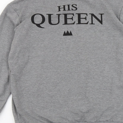 Nadasha Womens Grey Cotton Pullover Sweatshirt Size M Pullover - His Queen
