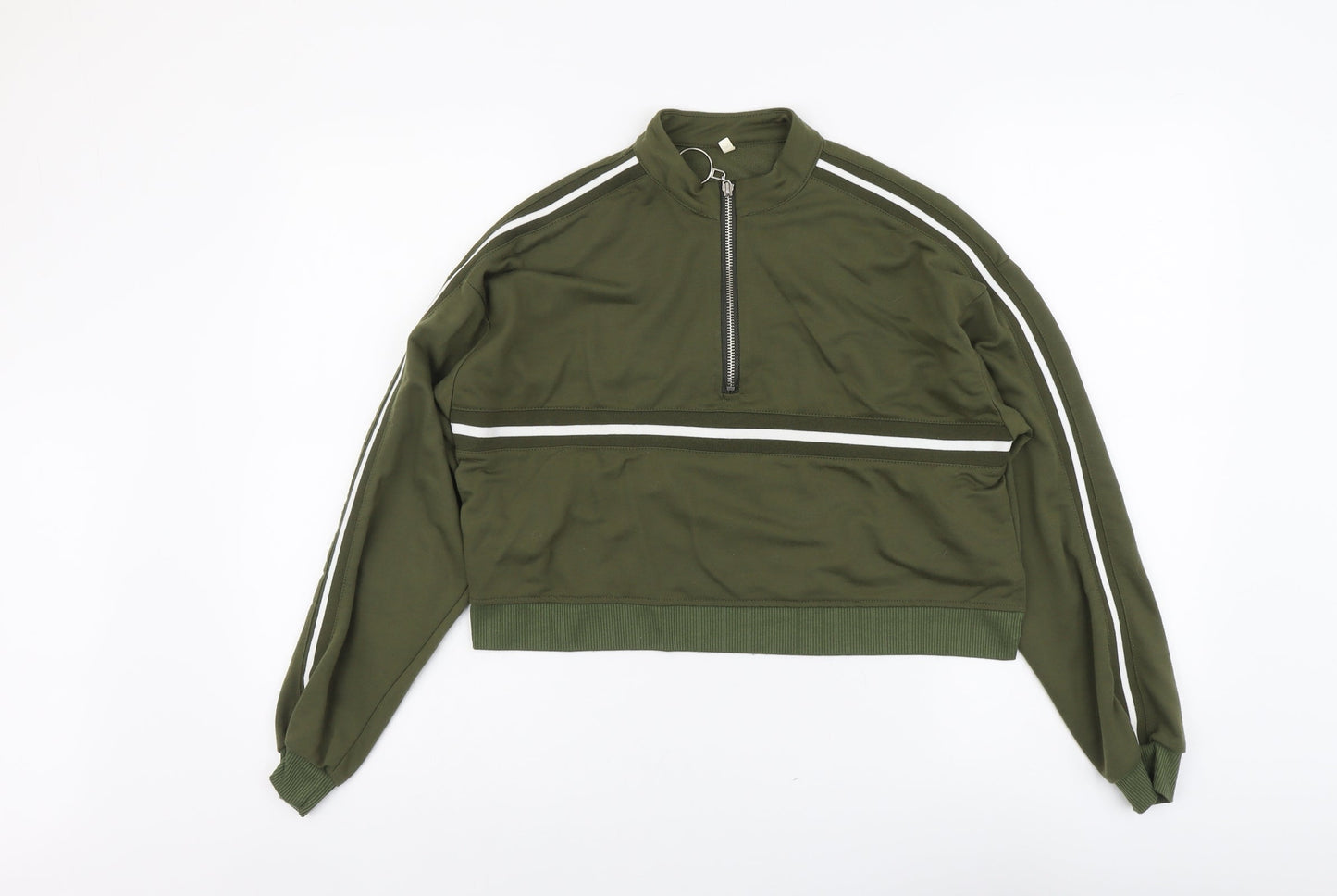 Preworn Womens Green Polyester Pullover Sweatshirt Size L Zip