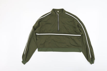 Preworn Womens Green Polyester Pullover Sweatshirt Size L Zip