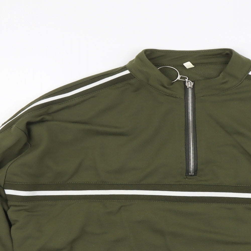 Preworn Womens Green Polyester Pullover Sweatshirt Size L Zip