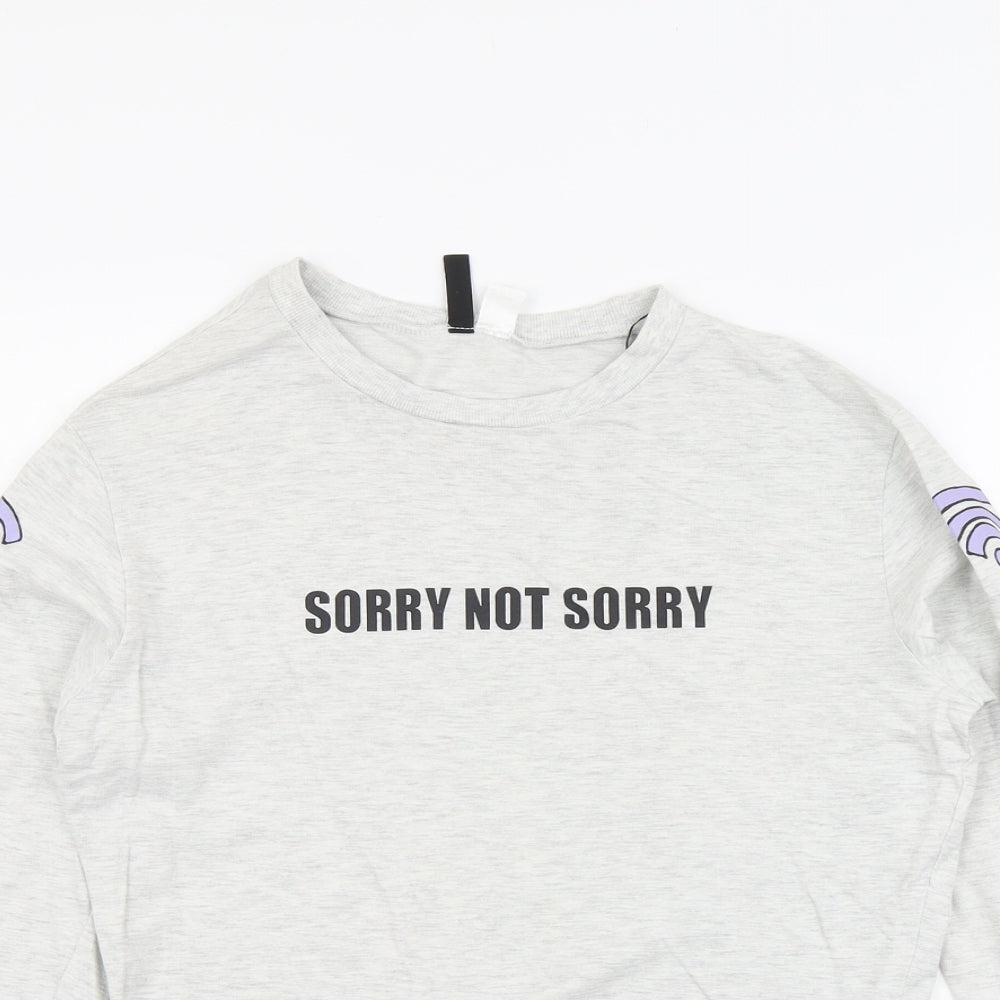 H&M Womens Grey Geometric Cotton Pullover Sweatshirt Size S Pullover - Sorry Not Sorry