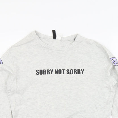 H&M Womens Grey Geometric Cotton Pullover Sweatshirt Size S Pullover - Sorry Not Sorry