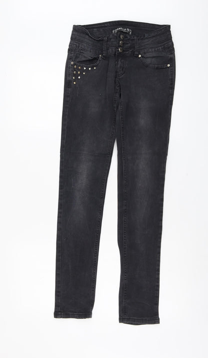 Annule Womens Grey Cotton Skinny Jeans Size 28 in L31 in Regular Button