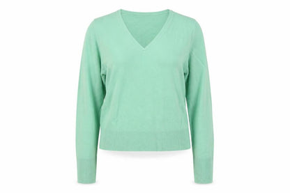 Ann McCartney Womens Green V-Neck Acrylic Pullover Jumper Size M
