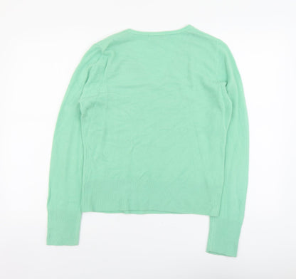 Ann McCartney Womens Green V-Neck Acrylic Pullover Jumper Size M
