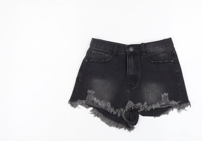 Glamorous Womens Grey Cotton Cut-Off Shorts Size 10 L3 in Regular Button