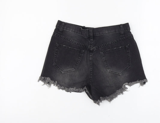 Glamorous Womens Grey Cotton Cut-Off Shorts Size 10 L3 in Regular Button