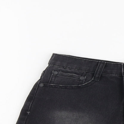 Glamorous Womens Grey Cotton Cut-Off Shorts Size 10 L3 in Regular Button