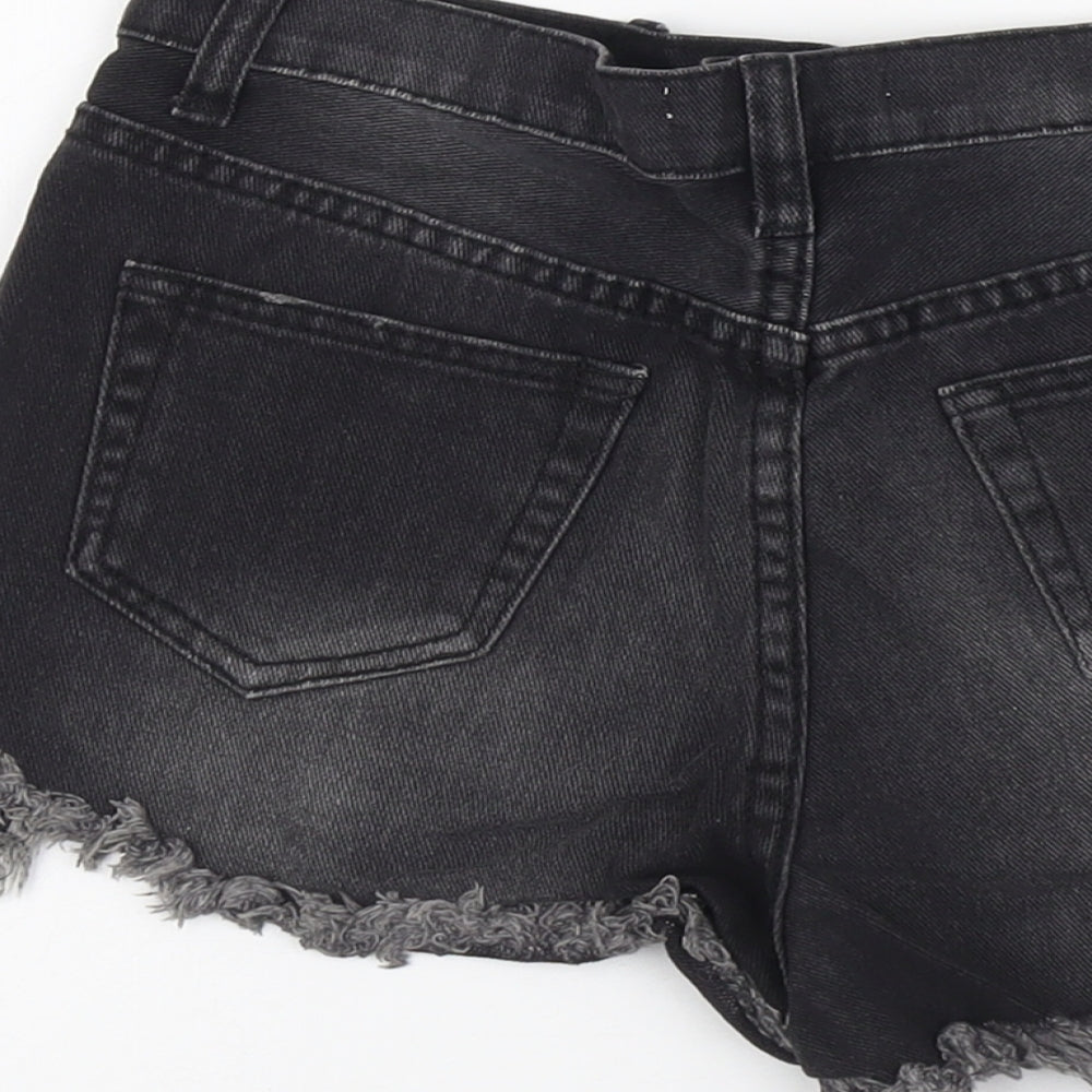 Glamorous Womens Grey Cotton Cut-Off Shorts Size 10 L3 in Regular Button