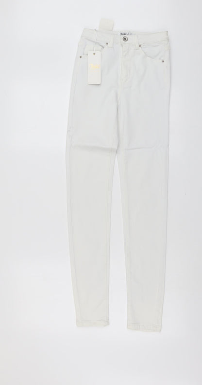 Womens UK Size 6 Toxik3 Regular Fit Skinny White Jeans