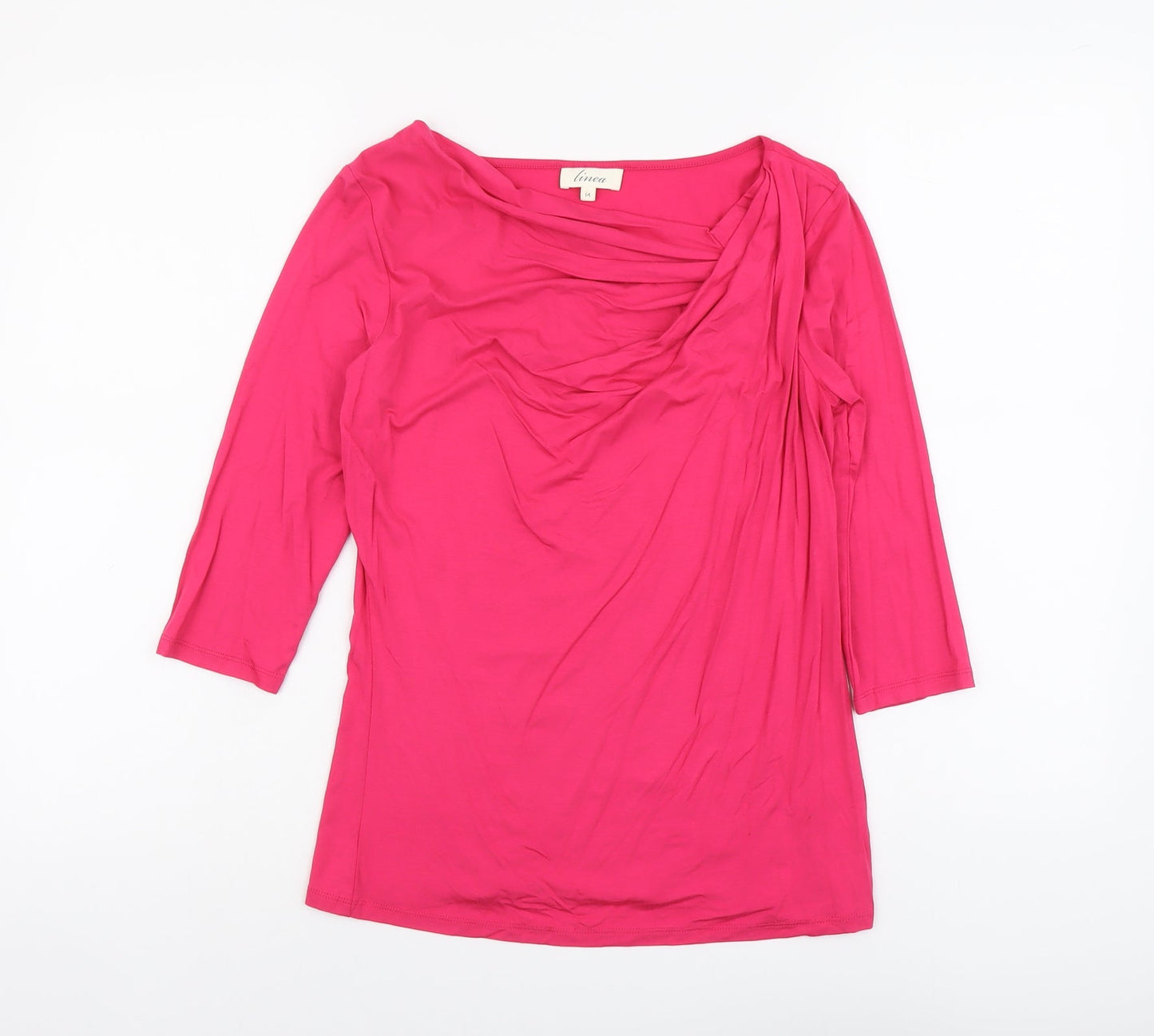 Womens UK Size M Linea Pink Basic T-Shirt