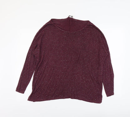 Suzy D Womens Purple Striped Viscose Basic T-Shirt Size M Round Neck