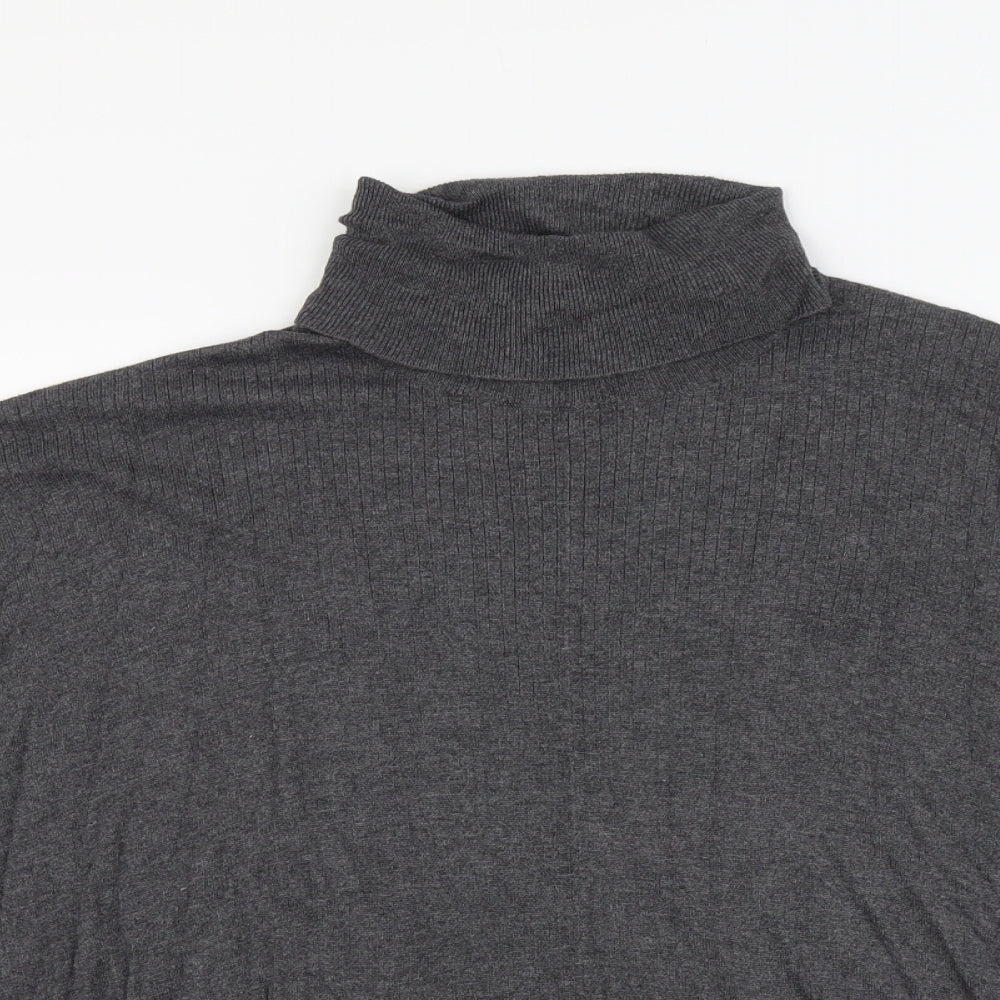 TU Womens Grey Roll Neck Polyamide Vest Jumper Size 10