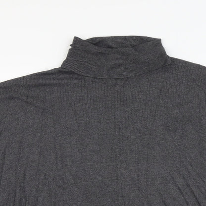 TU Womens Grey Roll Neck Polyamide Vest Jumper Size 10