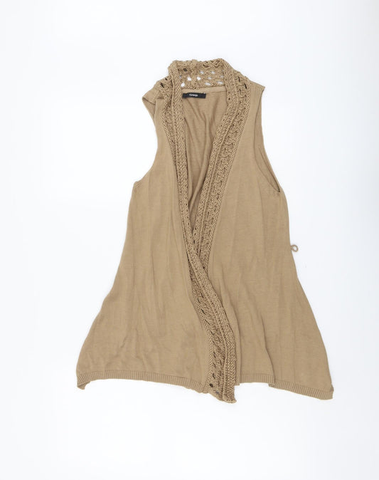 George Womens Beige V-Neck Cotton Cardigan Jumper Size 8