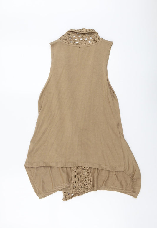 George Womens Beige V-Neck Cotton Cardigan Jumper Size 8