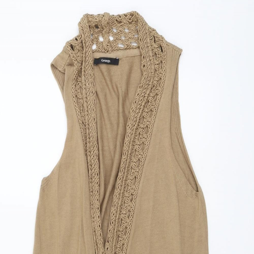 George Womens Beige V-Neck Cotton Cardigan Jumper Size 8