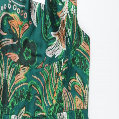 SheIn Womens Green Geometric Polyester Tank Dress Size XS Square Neck Zip