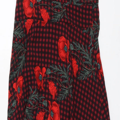 Ellie White Womens Red Floral Polyester Tank Dress Size S Round Neck Button