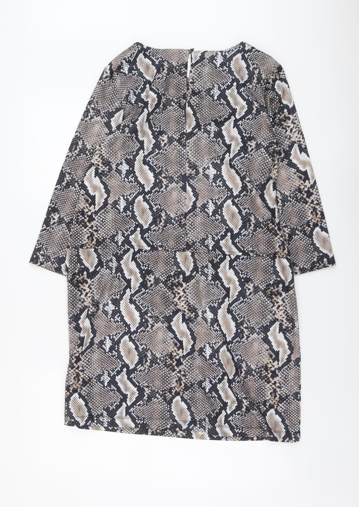 Wallis Womens Brown Animal Print Polyester A-Line Size 10 Round Neck Button - Snakeskin Pattern