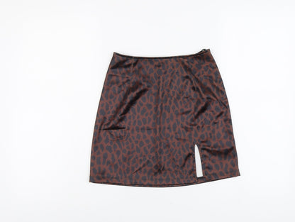 Motel Womens Brown Animal Print Polyester Mini Skirt Size XS - Leopard Pattern