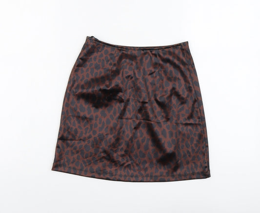 Motel Womens Brown Animal Print Polyester Mini Skirt Size XS - Leopard Pattern