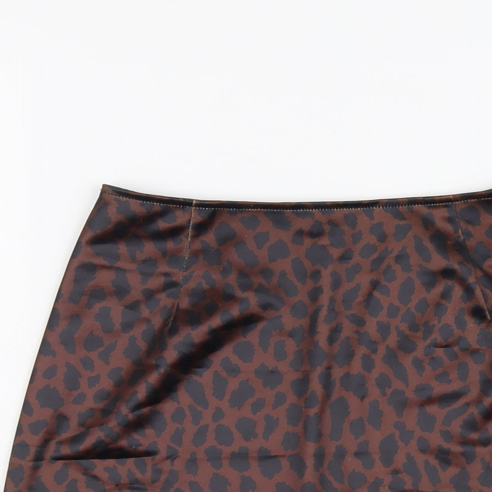 Motel Womens Brown Animal Print Polyester Mini Skirt Size XS - Leopard Pattern