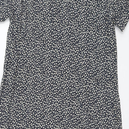 H&M Womens Black Geometric Viscose A-Line Size 10 V-Neck Pullover