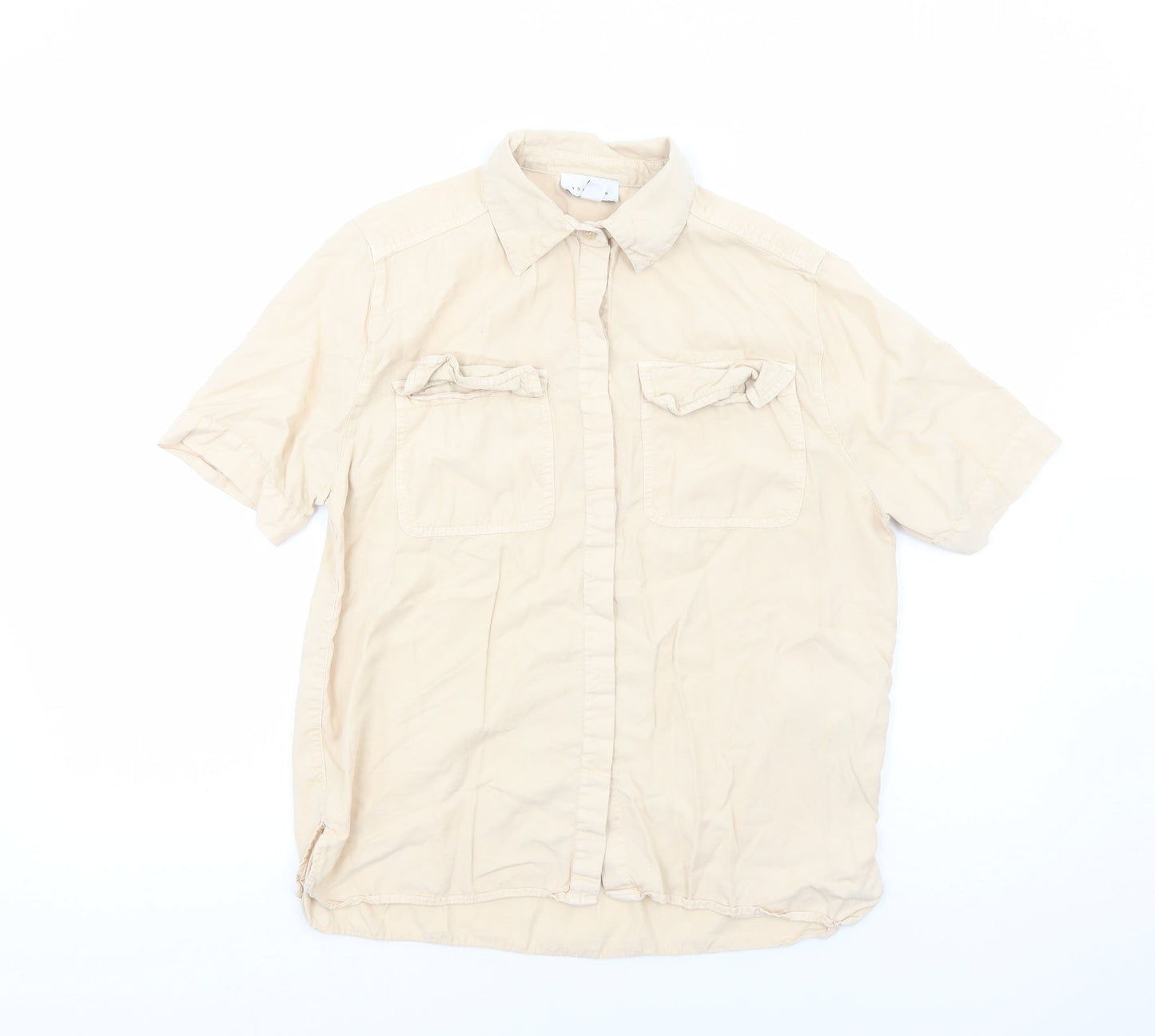 Womens UK Size 8 Topshop Beige Basic Button-Up