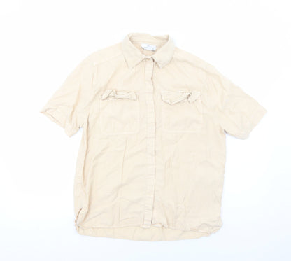 Womens UK Size 8 Topshop Beige Basic Button-Up