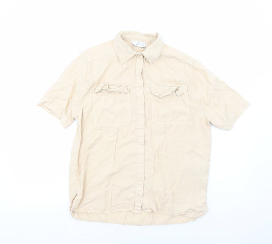 Womens UK Size 8 Topshop Beige Basic Button-Up