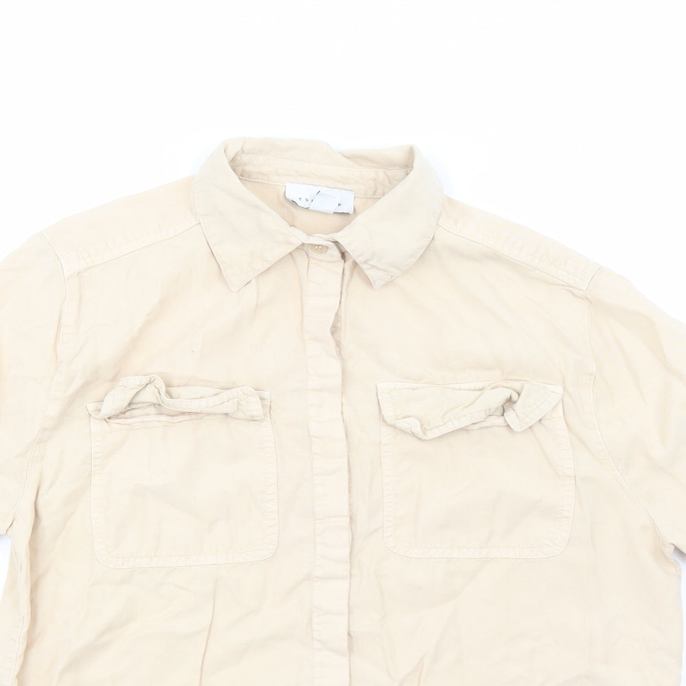 Womens UK Size 8 Topshop Beige Basic Button-Up