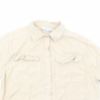 Womens UK Size 8 Topshop Beige Basic Button-Up