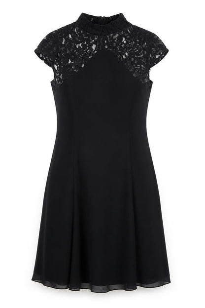 Boohoo Womens Black Polyester A-Line Size 10 High Neck Zip