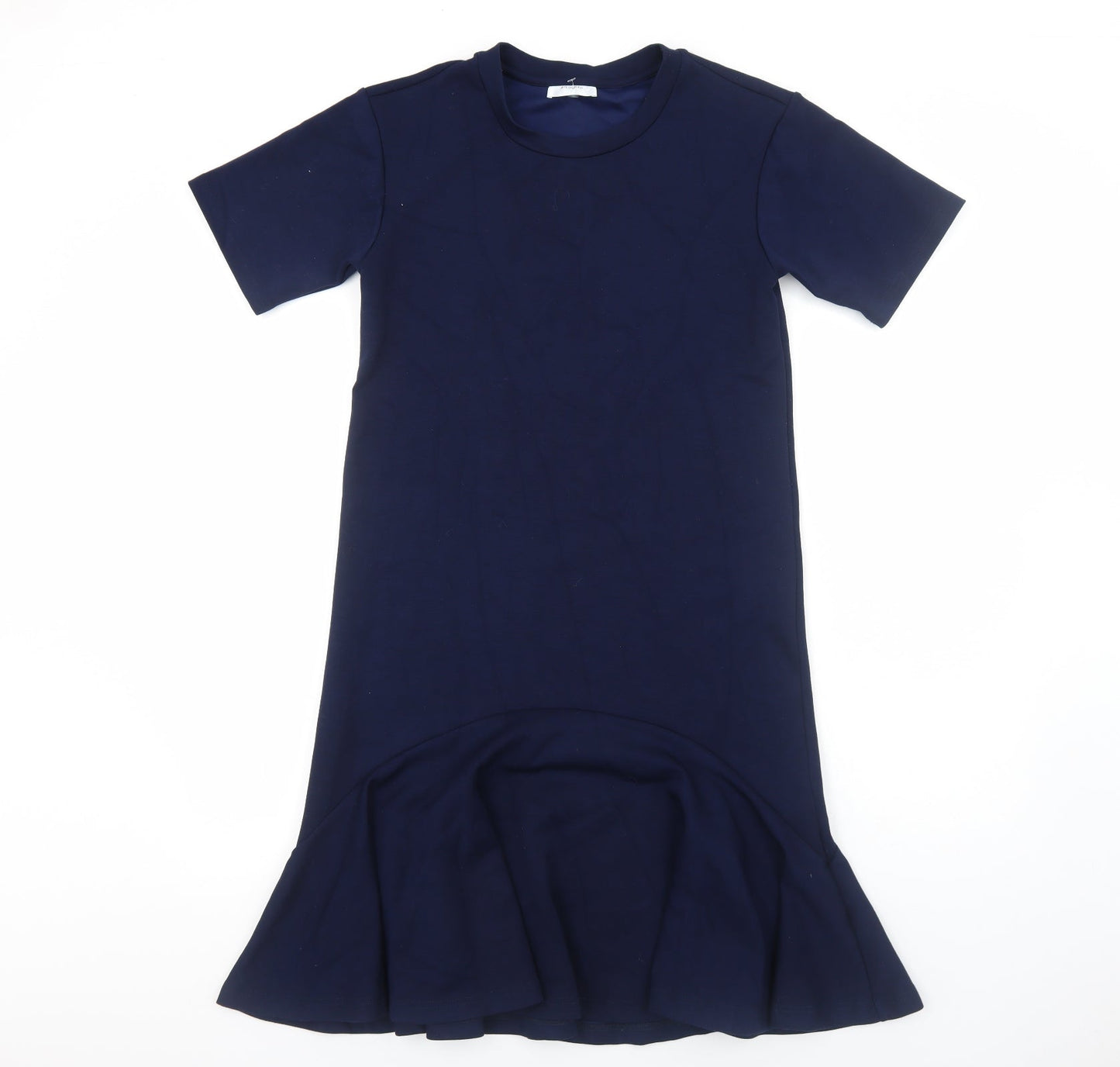 Announce Womens Blue Cotton A-Line Size XS Round Neck Pullover - Drop hem