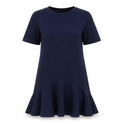 Announce Womens Blue Cotton A-Line Size XS Round Neck Pullover - Drop hem
