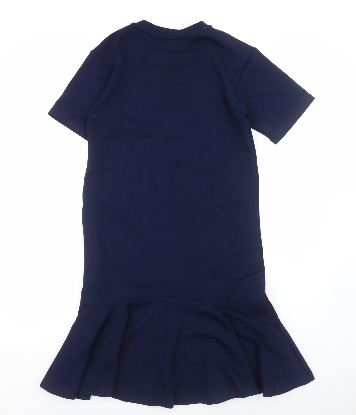 Announce Womens Blue Cotton A-Line Size XS Round Neck Pullover - Drop hem