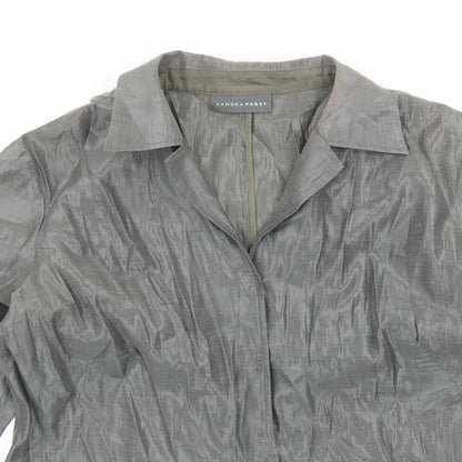 Sandra Pabst Womens Silver Polyester Basic Button-Up Size M Collared