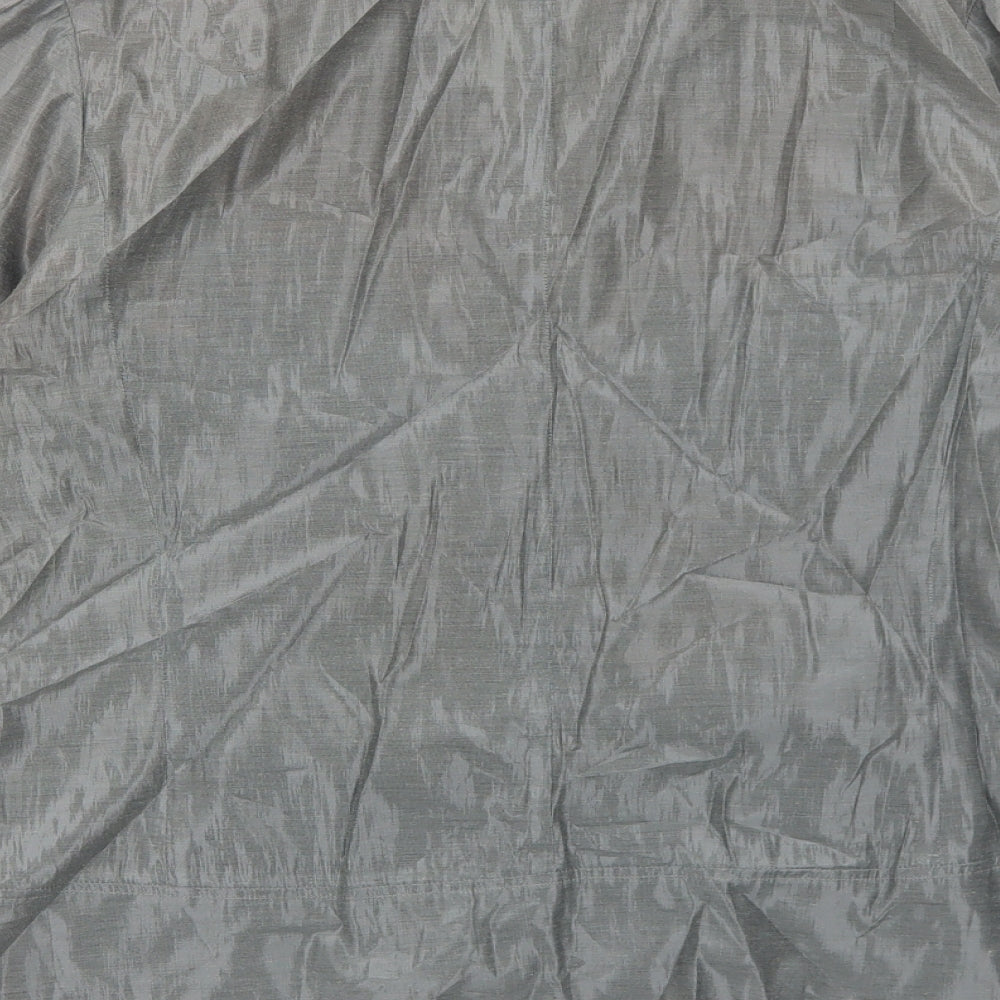 Sandra Pabst Womens Silver Polyester Basic Button-Up Size M Collared