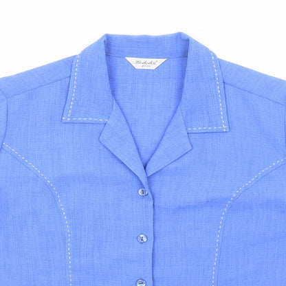 Berkertex Womens Blue Polyester Basic Button-Up Size 12 Collared