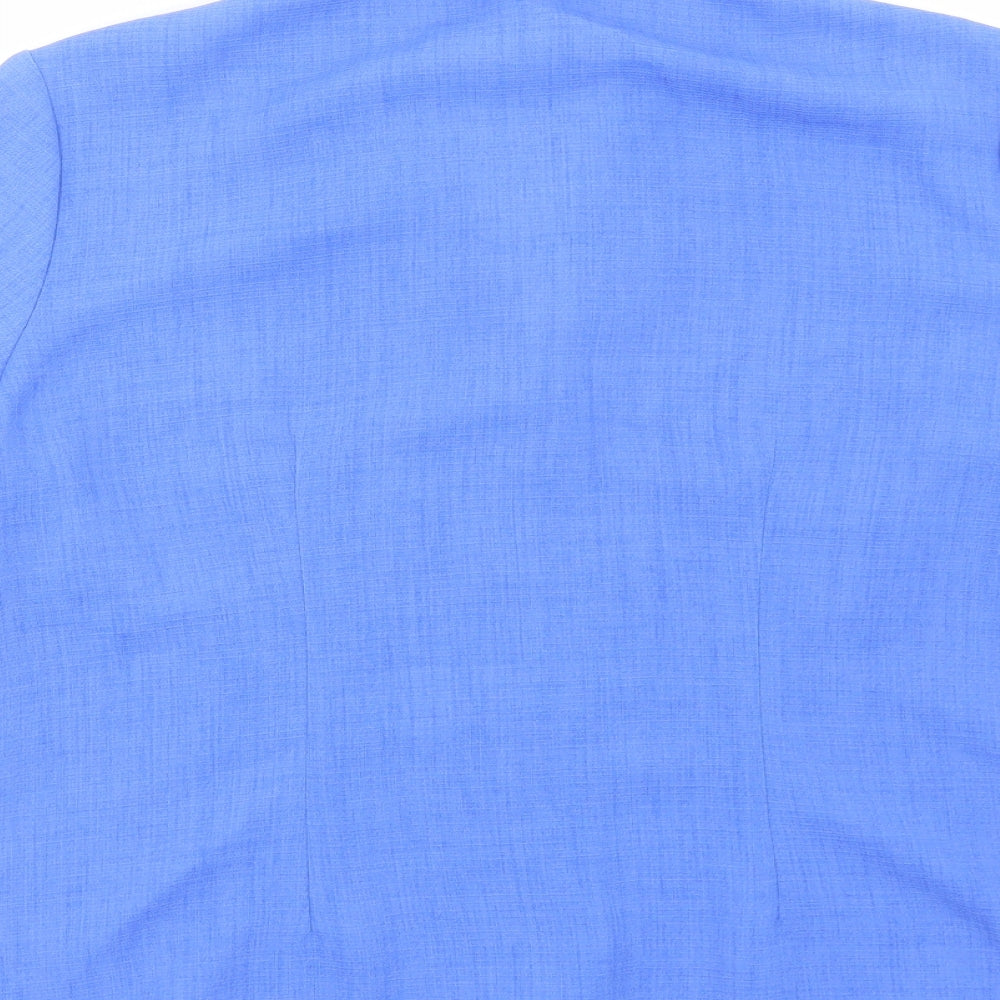 Berkertex Womens Blue Polyester Basic Button-Up Size 12 Collared