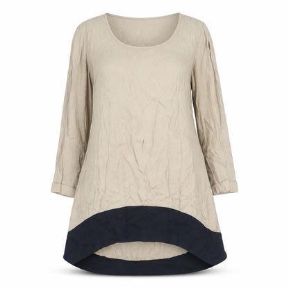 La Redoute Womens Brown Colourblock Polyester Trapeze & Swing Size 10 Scoop Neck Pullover