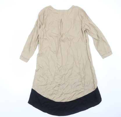 La Redoute Womens Brown Colourblock Polyester Trapeze & Swing Size 10 Scoop Neck Pullover