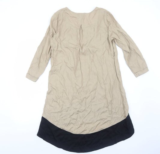 La Redoute Womens Brown Colourblock Polyester Trapeze & Swing Size 10 Scoop Neck Pullover